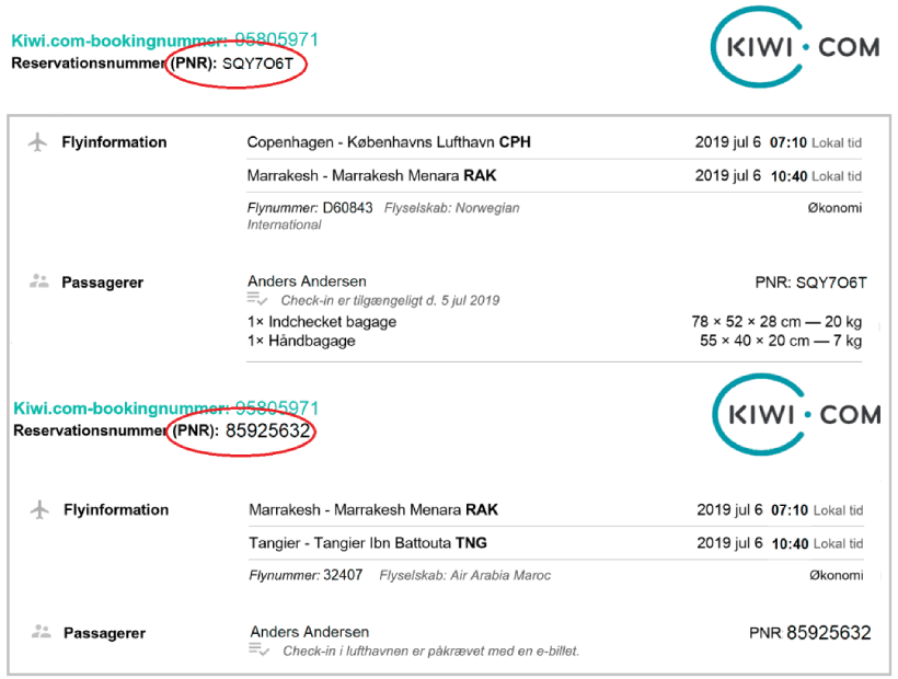 Når Kiwi opdeler deres kunders rejse, så man mister sine rettigheder